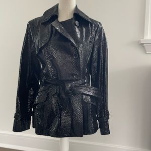 Via Spiga SNAKE SKIN BLACK glossy jacket coat szLG